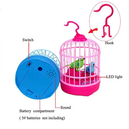 Lovely Talking Bird Cage for Kids with Light and Music Voice Controlled Induction Bird Mini Birdcage