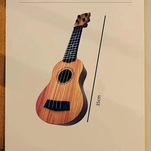 Mini Wooden Finish Plastic Guitar Music Instrument with 4 strings Clear voice