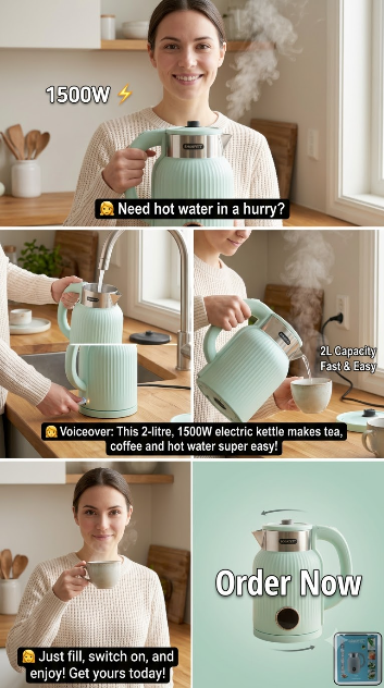 Electric Kettle 2 Litre 1500w For Tea Coffee Milk And Hot Water (1 Pc)
