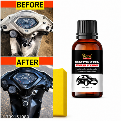 Royal Crystal Car Coating (30ml) - High Gloss Plastic Restorer with UV Protection & Sponge" *(pack of 1)*Shine Pro Car Polish,plastic parts for car and bike