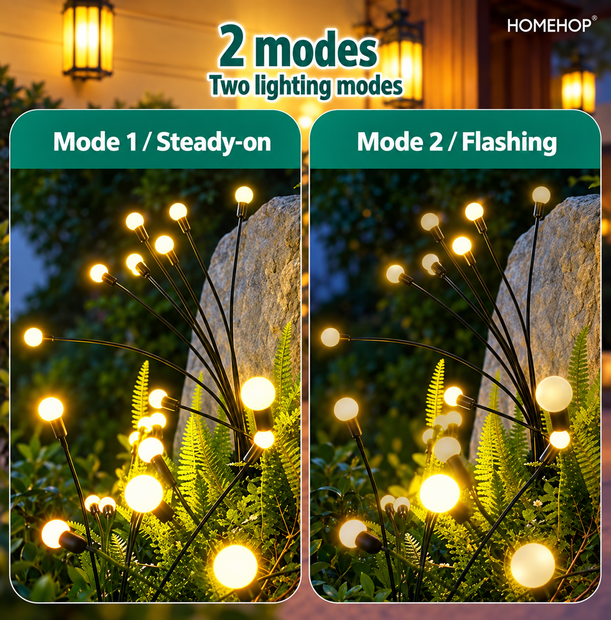8 LED Solar Light Outdoor Swaying Firefly Garden lamp with 8 Led, Waterproof for Home Decor & Courtyard, Auto On/Off,Warm White (ABS Stainless Steel)